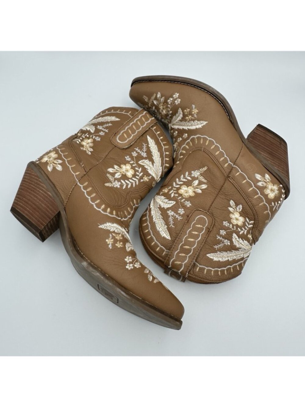 Dingo Primrose Boots Women’s Size 8.5 Brown Leather Floral Short Cowboy DI748 - Picture 2 of 14